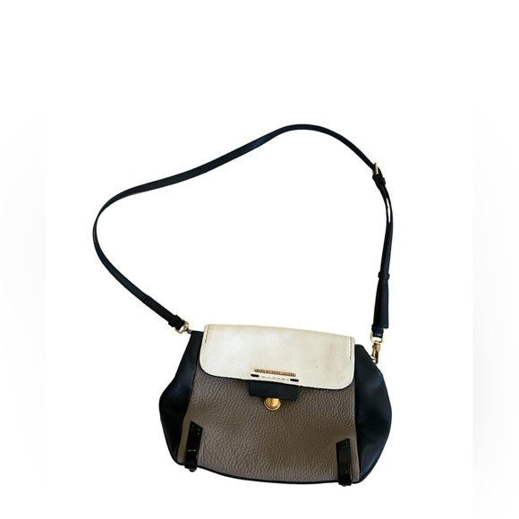 Marc by Marc Jacobs Colorblock Leather Crossbody Bag – Taupe Cream Black - Picture 1 of 16